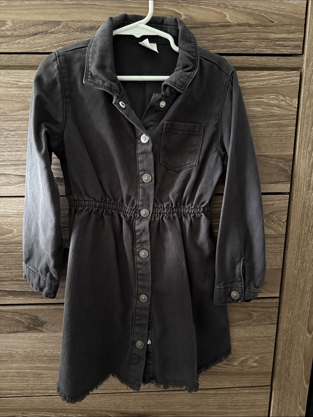 wonder nation Black Long Sleeve Button-Front Casual Dress
